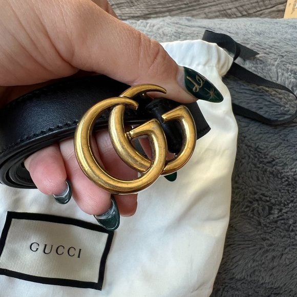 Original GUCCI - Leather belt with Double G buckle - Picture 2 of 4